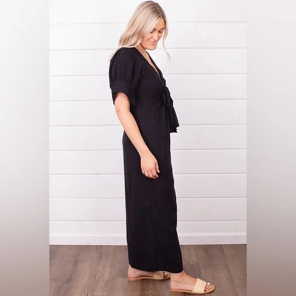 77. FREE PEOPLE Vintage Summer Midi Dress in Black Sz XS NWT $98 - Picture 9 of 12